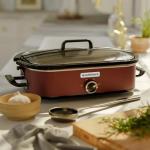 [NEW] MAGNIFIQUE 4-Quart Slow Cooker with Casserole Manual Warm Setting - Perfect Kitchen Small Appliance for Family Dinners, Dishwasher Safe Crock, Red