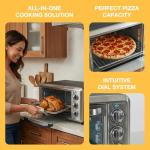NEWBULIG 19QT Countertop Toaster Oven, 5-in-1 Multi-Functional Oven for Baking, Pizza, Broiling, Includes Baking Tray, Baking Rack, 0-450°F Temperature Control, 60-Min Timer, Stainless Steel