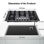 30-inch 5-Burner Built-in Gas Cooktop with Tempered Glass & Cast Iron Grates - LW5G01 (LPG/NG Convertible, Black)