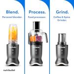 nutribullet Ultra Plus+ 3-1 Compact Kitchen System, 1200W Kitchen System with Blender, Food Processor, and Coffee and Spice Grinder, 32oz and 24oz Blending Cups, 2-Cup Food Processor, Gunmetal Gray
