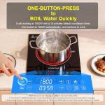 Dual Heating Coil Design of Single Burner Electric Cooktop, 1800W Ceramic Infrared Cooking Hot Plate, Portable Countertop or Built-in Radiant Stove Top Cooker with Wattage and Temperature Control