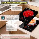 Dual Heating Coil Design of Single Burner Electric Cooktop, 1800W Ceramic Infrared Cooking Hot Plate, Portable Countertop or Built-in Radiant Stove Top Cooker with Wattage and Temperature Control