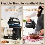 Stand Mixer Electric Kitchen Mixer, 3.2 QT Auto-Rotating Bowl & Beater Tilt-Head 2-IN-1 Standing Hand Mixer, 250 Watt 5-Speed with Turbo Boost Household Mixer with Beaters & Dough Hooks for Baking