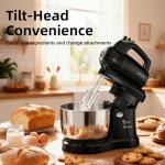 Stand Mixer Electric Kitchen Mixer, 3.2 QT Auto-Rotating Bowl & Beater Tilt-Head 2-IN-1 Standing Hand Mixer, 250 Watt 5-Speed with Turbo Boost Household Mixer with Beaters & Dough Hooks for Baking
