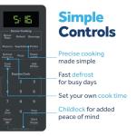 GE GCST16S1WBB Microwave Oven, 1,150-watt 8 Auto Cooking Settings, Child-Lock Technology, Kitchen Essentials for The Countertop, Dorm Room or Apartment, 1.6 Cu. Ft, Black