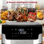 MIRASTON Air Fryer, 8.5QT Family Size Digital Air Fryers, BPA-Free, Smart Touchscreen with 8-Preset, Air Frying, Reheat Leftovers, Party Food, Fast Cooking, Dishwasher-Safe, Stainless Steel