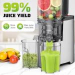 EanOruus Cold Press Juicer, 5.8" Wide Feed Chute Juice Extractor Machine with 400W, High Juice Yield, Slow Masticating Juicer for Whole Vegetables & Fruits, Silver