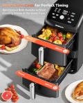 12QT Large Double Air Fryer, 10-in-1 Dual Airfryer with 2 Baskets & SyncHeat Tech for Even Cooking, Stacked Compact Design, Smart Finish & Match Cook, PFAS-Free Nonstick, Dishwasher Safe, Black