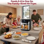 MIRASTON Air Fryer, 8.5QT Family Size Digital Air Fryers, BPA-Free, Smart Touchscreen with 8-Preset, Air Frying, Reheat Leftovers, Party Food, Fast Cooking, Dishwasher-Safe, Stainless Steel