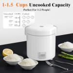 Rice Cooker Small 1-1.5 Cups Uncooked(3 Cups Cooked), Mini Rice Cooker with Removable Nonstick Pot, One Touch&Keep Warm Function, Travel Rice Cooker for Soup Grain Oatmeal Veggie, White