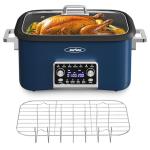 SUNVIVIPRO 12-in-1 Programmable Slow Cooker Roaster Oven, 8 Quart Digital Multi-Cooker Food Warmer with Timer, Temp Control & Auto Shut Off, Removable Non-Stick Pot, Dishwasher-Safe Glass Lid, Blue