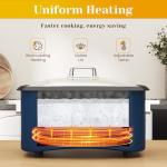 SUNVIVIPRO 12-in-1 Programmable Slow Cooker Roaster Oven, 8 Quart Digital Multi-Cooker Food Warmer with Timer, Temp Control & Auto Shut Off, Removable Non-Stick Pot, Dishwasher-Safe Glass Lid, Blue