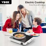 VBGK Electric Cooktop, 110V Touch and Knob Electric Stove Top, 1800W Single Burner With Handle, 9 Power Levels, Kids Safety Lock & 4H Timer, Portable, Black