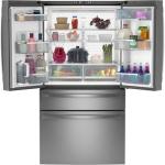 GE Profile 28.7 cu. ft. 4-Door French Door Refrigerator in Stainless Steel with Dual-Dispense Autofill Pitcher PGE29BYTFS