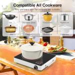 VBGK Electric Cooktop, 110V Touch and Knob Electric Stove Top, 1800W Single Burner With Handle, 9 Power Levels, Kids Safety Lock & 4H Timer, Portable, Black