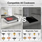 VBGK Electric Cooktop, 110V Touch and Knob Electric Stove Top, 1800W Single Burner With Handle, 9 Power Levels, Kids Safety Lock & 4H Timer, Portable, Black