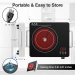 VBGK Electric Cooktop, 110V Touch and Knob Electric Stove Top, 1800W Single Burner With Handle, 9 Power Levels, Kids Safety Lock & 4H Timer, Portable, Black