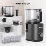 3-in-1 Juicer Machines, Cold Press Juicer 7“ Large Chute & 120oz – for Whole Vegetables & Fruits, High Juice Yield | Nut Milk | Natural Sorbet, Sliver