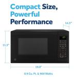 GE Countertop Microwave Oven, Compact 0.9 Cubic Ft., 900-watt Capacity, 7 Auto Cooking Settings, Child-Lock Technology, Kitchen Essentials for the Countertop, Dorm Room or Apartment, Black