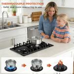 TOPWISH 12 Inch Gas Cooktop 2 Burner, Propane Stove Top 18,000 BTU Black Tempered Glass LPG/NG Convertible Dual Fuel Built-in Natural Hob with Thermocouple Protection for Rvs Kitchens Apartment Indoor