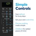 GE Countertop Microwave Oven, Compact 0.9 Cubic Ft., 900-watt Capacity, 7 Auto Cooking Settings, Child-Lock Technology, Kitchen Essentials for the Countertop, Dorm Room or Apartment, Black