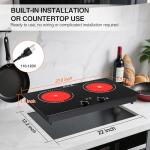 Electric Cooktop, 4000W Countertop Electric Stove Top with 9 Power Settings, Keep Warm Mode - Cooktop Burner for Apartment, Dorm & Small Kitchen