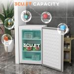 HOMCOM Mini Freezer Countertop, 3 Cu.Ft Compact Upright Freezer with 3 Shelves, Reversible Door for Home, Dorm, Apartment and Office, White