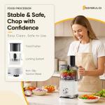 NEWBULIG Food Processor 10.5 Cup, Vegetable Choppers with Slicing Shredding Chopping Kneading, Dishwasher Safe, Food Grinder, Stainless Steel Blades, for Smoothie Fruit Dough, 2.6QT