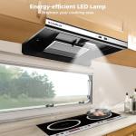 CAMPLUX RV Range Hood 22 Inches,12V DC Range Hood, Ultra Quiet, Powerful Suction, Ideal for RV Travel, Mobile Homes, Yachts, or Small Apartments