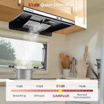 CAMPLUX RV Range Hood 22 Inches,12V DC Range Hood, Ultra Quiet, Powerful Suction, Ideal for RV Travel, Mobile Homes, Yachts, or Small Apartments