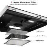 CAMPLUX RV Range Hood 22 Inches,12V DC Range Hood, Ultra Quiet, Powerful Suction, Ideal for RV Travel, Mobile Homes, Yachts, or Small Apartments