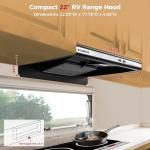 CAMPLUX RV Range Hood 22 Inches,12V DC Range Hood, Ultra Quiet, Powerful Suction, Ideal for RV Travel, Mobile Homes, Yachts, or Small Apartments