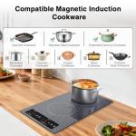 Nafewin Double Induction Cooktop Portable Electric Cooktop 12 Inch, 110V Induction Burner Hot Plate with Safety Lock, Auto Shutoff Timer Setting, 9 Heating Level and Overheating Protection