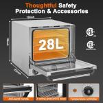 Culistra Commercial Covection Oven, 3-Tier Wiring Grids, Half-Size Electric Convection Oven Contertop, 1750W, Stainless Steel Chamber, for Catering, Bakeries, Perfect for Iftar,CSA Certified