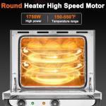 Culistra Commercial Covection Oven, 3-Tier Wiring Grids, Half-Size Electric Convection Oven Contertop, 1750W, Stainless Steel Chamber, for Catering, Bakeries, Perfect for Iftar,CSA Certified