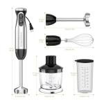 Bonsenkitchen Immersion Blender Handheld with Food Processor, 20 Speeds Hand Blender with Turbo Mode, Stainless Steel Blade, Egg Whisk, Beaker & Chopper Bowl, Hand Mixer for Smoothie, Soup, Baby Food