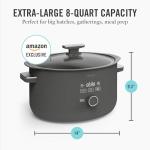 Martha Stewart 8 QT Slow Cooker, Programmable with Timer, 3 Heat Settings (Low, High, Warm), Nonstick Ceramic Removable Crock, Stovetop & Oven Safe, Glass Lid, Simmer, Reheat, Warm, Caviar