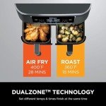 Ninja DZ201 Foodi 8 Quart 6-in-1 DualZone 2-Basket Air Fryer with 2 Independent Frying Baskets, Match Cook & Smart Finish to Roast, Broil, Dehydrate & More for Quick, Easy Meals, Grey