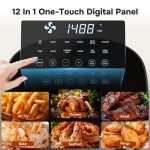 Simple Deluxe Air Fryer - 6.34 QT Digital Airfryer with Visible Window, 12 Presets Functions, Nonstick and Dishwasher-Safe Basket, 1700W, Gray