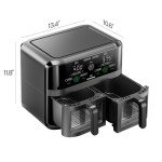 CHEFMAN 6 Quart Dual Basket Air Fryer Oven with Easy View Windows, Sync Finish, Hi-Fry, Auto Shutoff, 2 Independent 3Qt Nonstick Dishwasher Safe Frying Baskets, Digital Double Air Fryer - Black