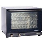 Cadco OV-023 23-5/8" Half-Size Countertop Convection Oven for Restaurant Hotel Food Truck Concession Kiosk, (4) Half-Size Sheet Pan Capacity and Manual Controls, Stainless Steel, 208/240V, NSF