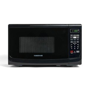 Farberware Countertop Microwave 700 Watts, 0.7 Cu. Ft. - Microwave Oven With LED Lighting and Child Lock - Perfect for Apartments and Dorms - Easy Clean Grey Interior, Retro Black