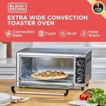BLACK+DECKER 8-Slice Extra Wide Convection Toaster Oven, Fits 9"x13" Oven Pans and 12" Pizza, Bake, Toast, Broil, and Keep Warm Functions, Countertop Compact Design with Stainless Steel Finish