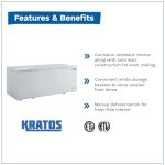 Kratos Commercial Chest Freezer, 23. Cu Ft Capacity, Solid Top, White, Large Storage (69K-750)
