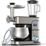 6-IN-1 Stand Mixer, LCD Display Kitchen Electric Mixer, 6.5QT Stainless Steel Bowl, Multi-Function Kitchen Blender With Dough Hook, Whisk, Beater, Meat Grinder, Splash Guard