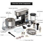 6-IN-1 Stand Mixer, LCD Display Kitchen Electric Mixer, 6.5QT Stainless Steel Bowl, Multi-Function Kitchen Blender With Dough Hook, Whisk, Beater, Meat Grinder, Splash Guard