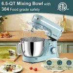 HOWORK Electric Stand Mixer,10+p Speeds With 6.5QT Stainless Steel Bowl,Dough Hook, Wire Whip & Beater,for Most Home Cooks,Blue