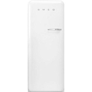 Smeg FAB28 50's Retro Style Aesthetic Top Freezer Refrigerator with 9.92 Cu Total Capacity, Multiflow Cooling System, Adjustable Glass Shelves 24-Inches, White Left Hand Hinge Made In Italy