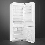 Smeg FAB28 50's Retro Style Aesthetic Top Freezer Refrigerator with 9.92 Cu Total Capacity, Multiflow Cooling System, Adjustable Glass Shelves 24-Inches, White Left Hand Hinge Made In Italy
