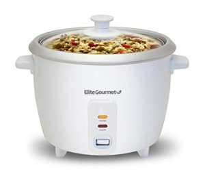 Elite Gourmet ERC-003 Electric Rice Cooker with Automatic Keep Warm Makes Soups, Stews, Grains, Hot Cereals, White, 6 Cups Cooked (3 Cups Uncooked)